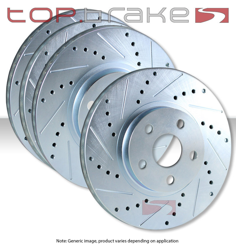 FRONT + REAR SET Performance Cross Drilled Slotted Brake Disc Rotors TBS35325