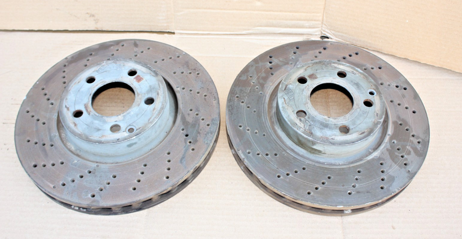 Mercedes W205 C63 AMG E550 Front Left & Right Drilled Disc Brake Rotors OEM