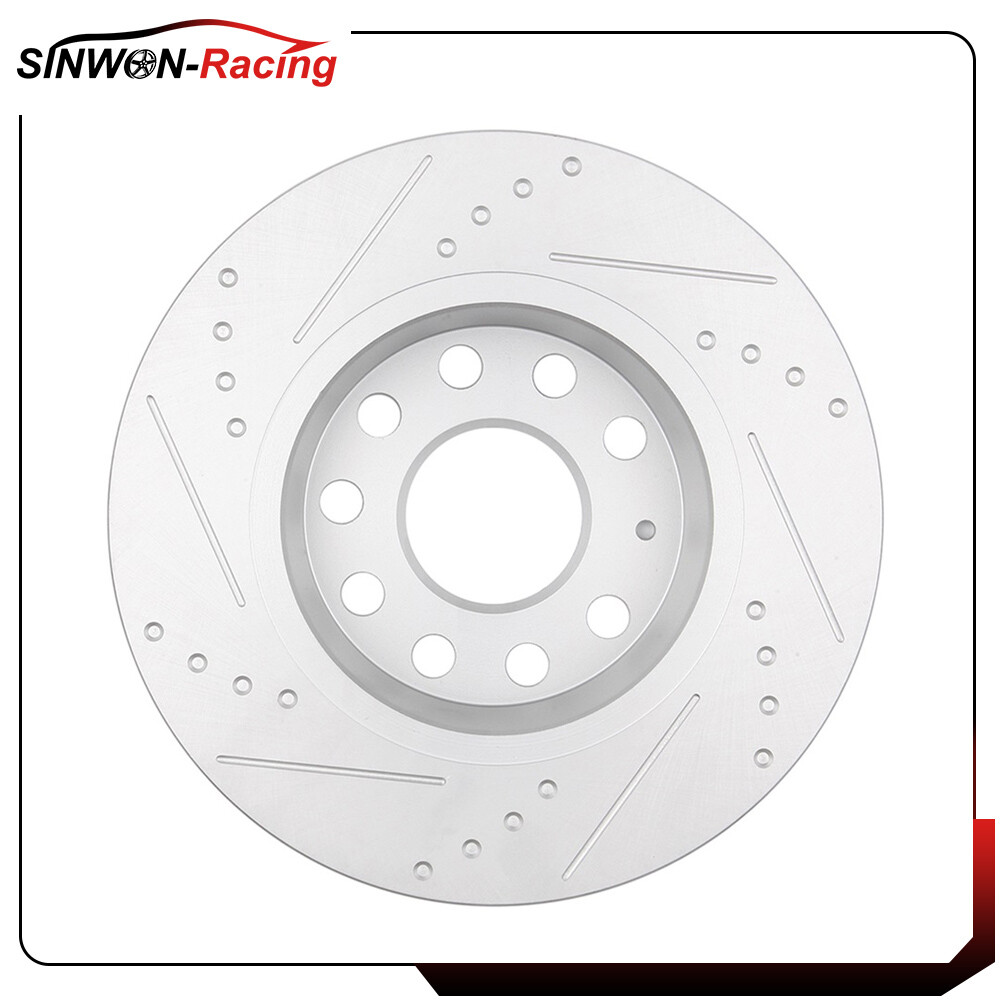 Front Rear Brake Discs Rotor Slot Ceramic Pads For Vw Golf 2010 – 2014 2.0L TDI