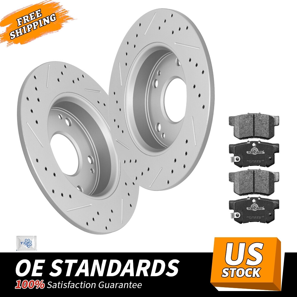 Rear Drilled Disc Rotors Ceramic Brake Pads for Honda Civic Acura ILX CSX