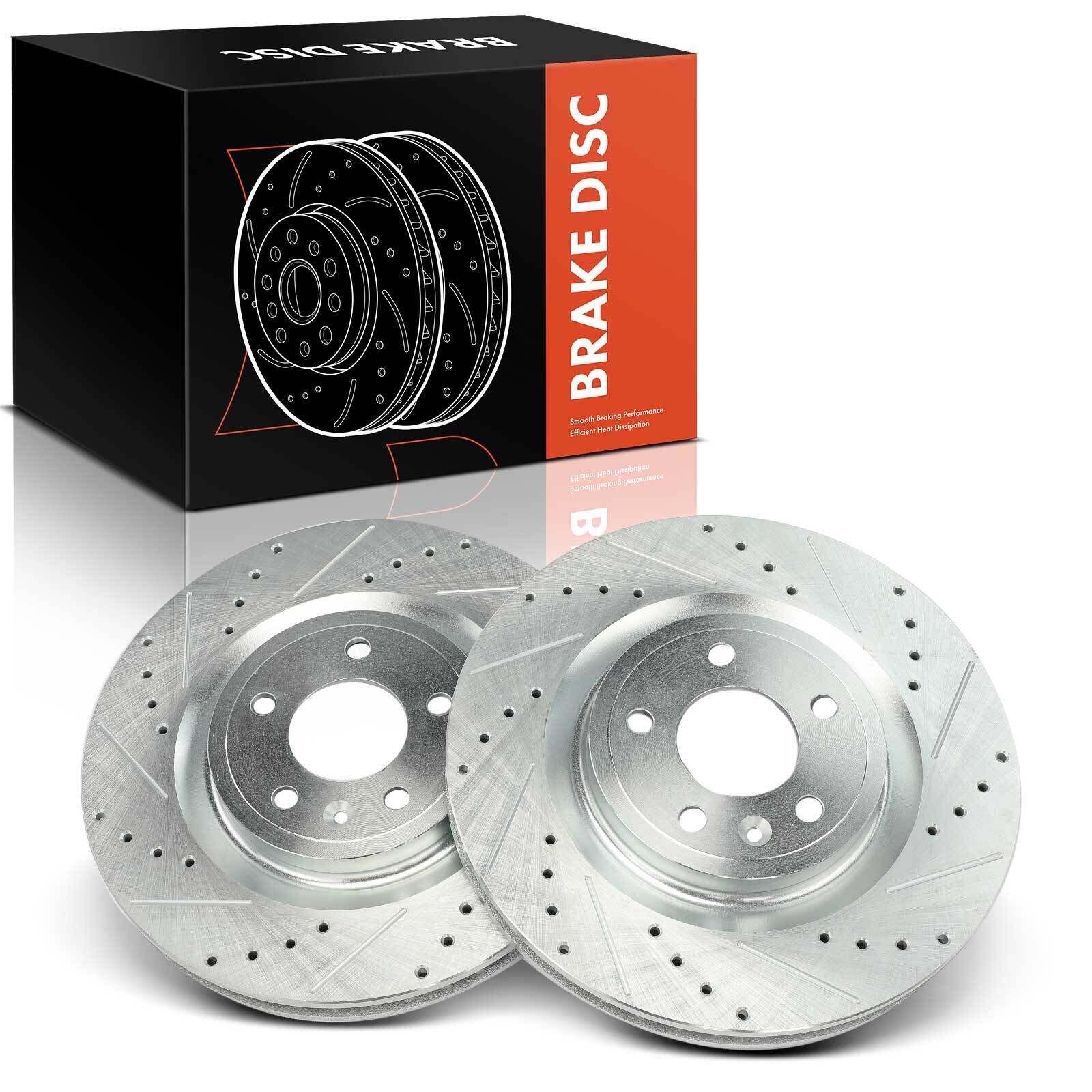 2x Front LH & RH Drilled Brake Rotors for Ford Mustang 2011-2014 V6 3.7L V8 5.0L
