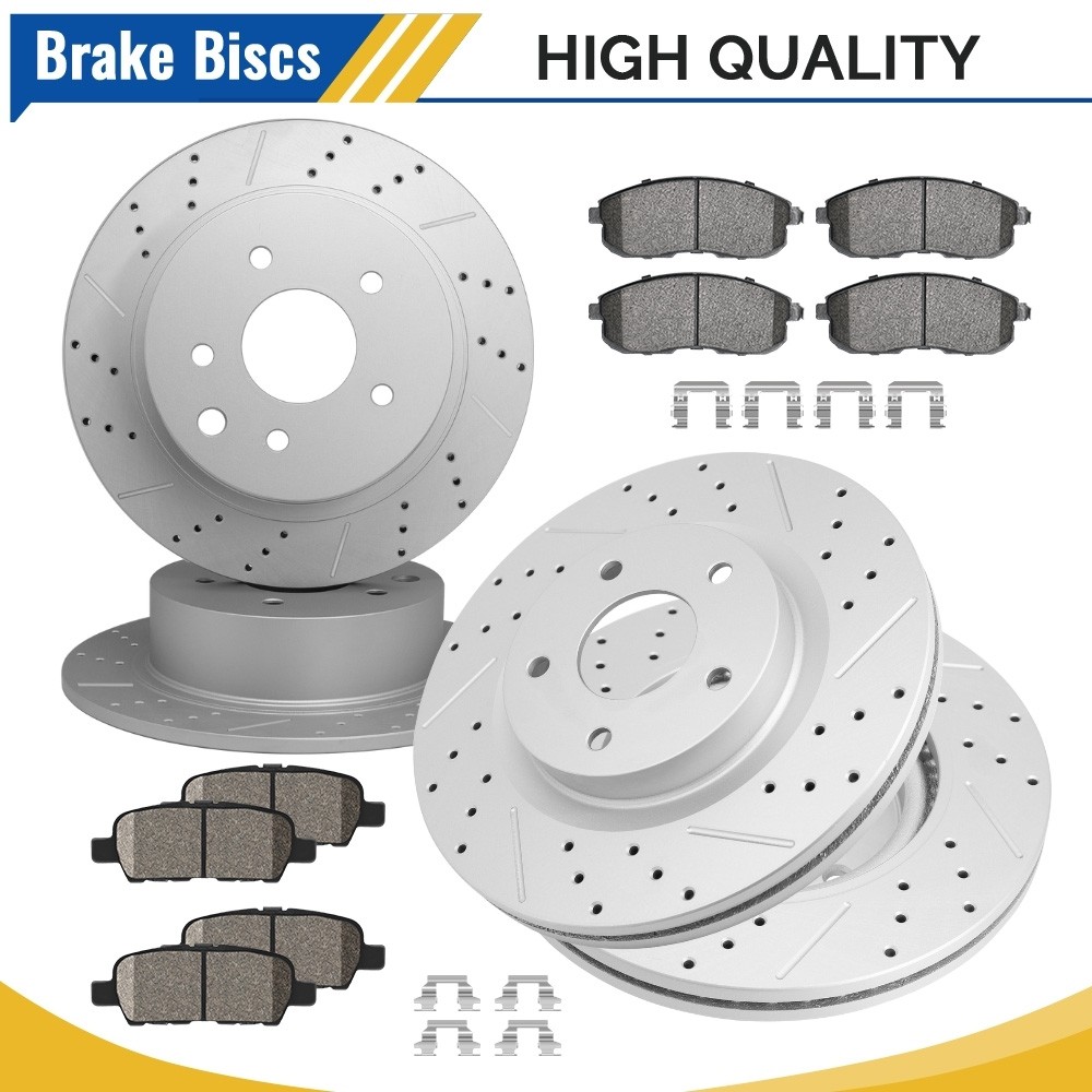 Front & Rear Drilled Brake Rotors Ceramic Brake Pad For Nissan Altima 2007-2013