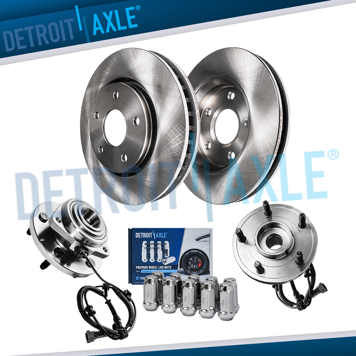Front Disc Rotors Wheel Hubs +10pc Lug Nuts for 2005-10 Grand Cherokee Commander