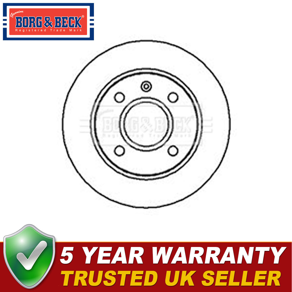 Borg & Beck Front 1x Brake Disc Fits Ford Fiesta 1989-1996 Escort 1990-1999