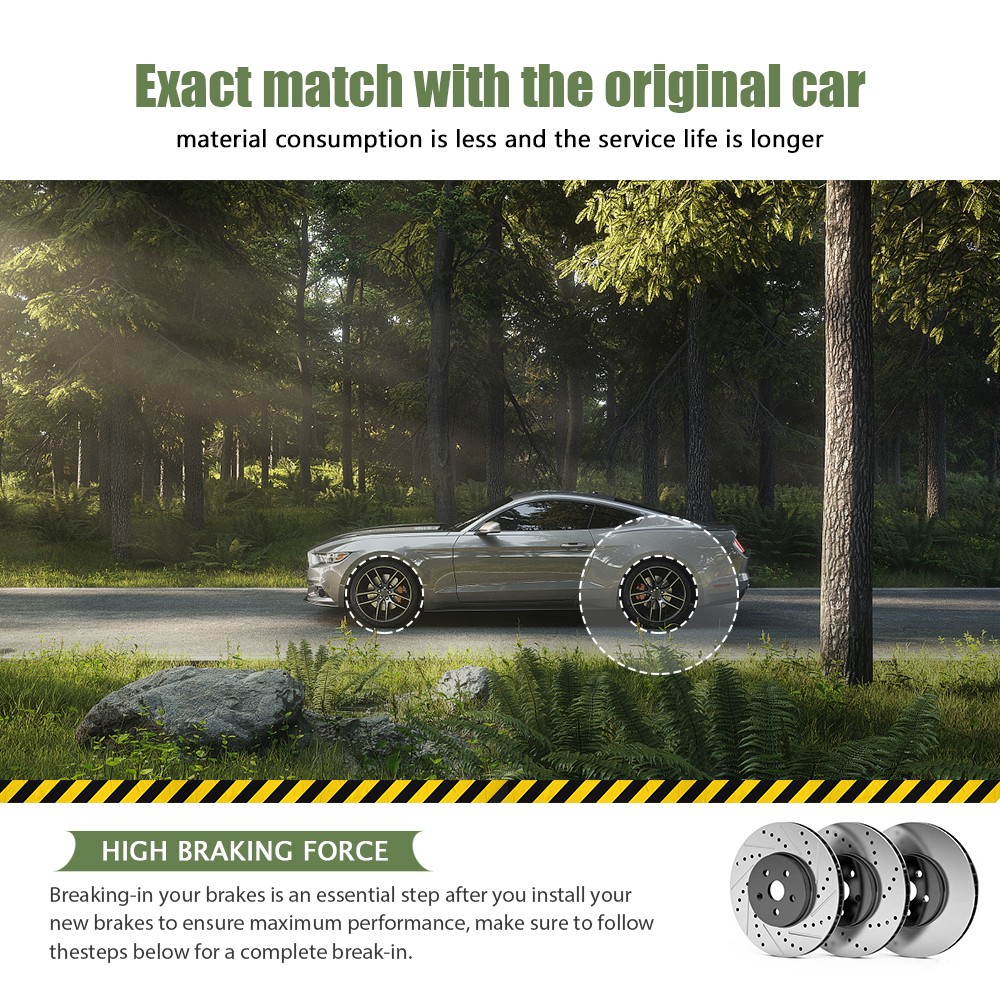 Rear Disc Brake Rotors and Ceramic Brake Pads for Toyota Mirai 2016-2018 Prius V