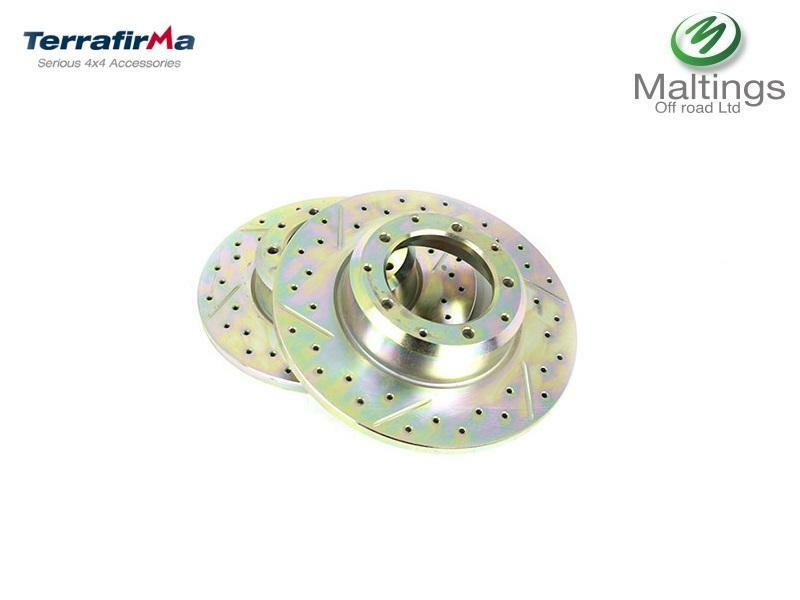 TERRAFIRMA DRILLED + GROOVED BRAKE DISCS (FITS 110/130 2002 ON LR018026CDG