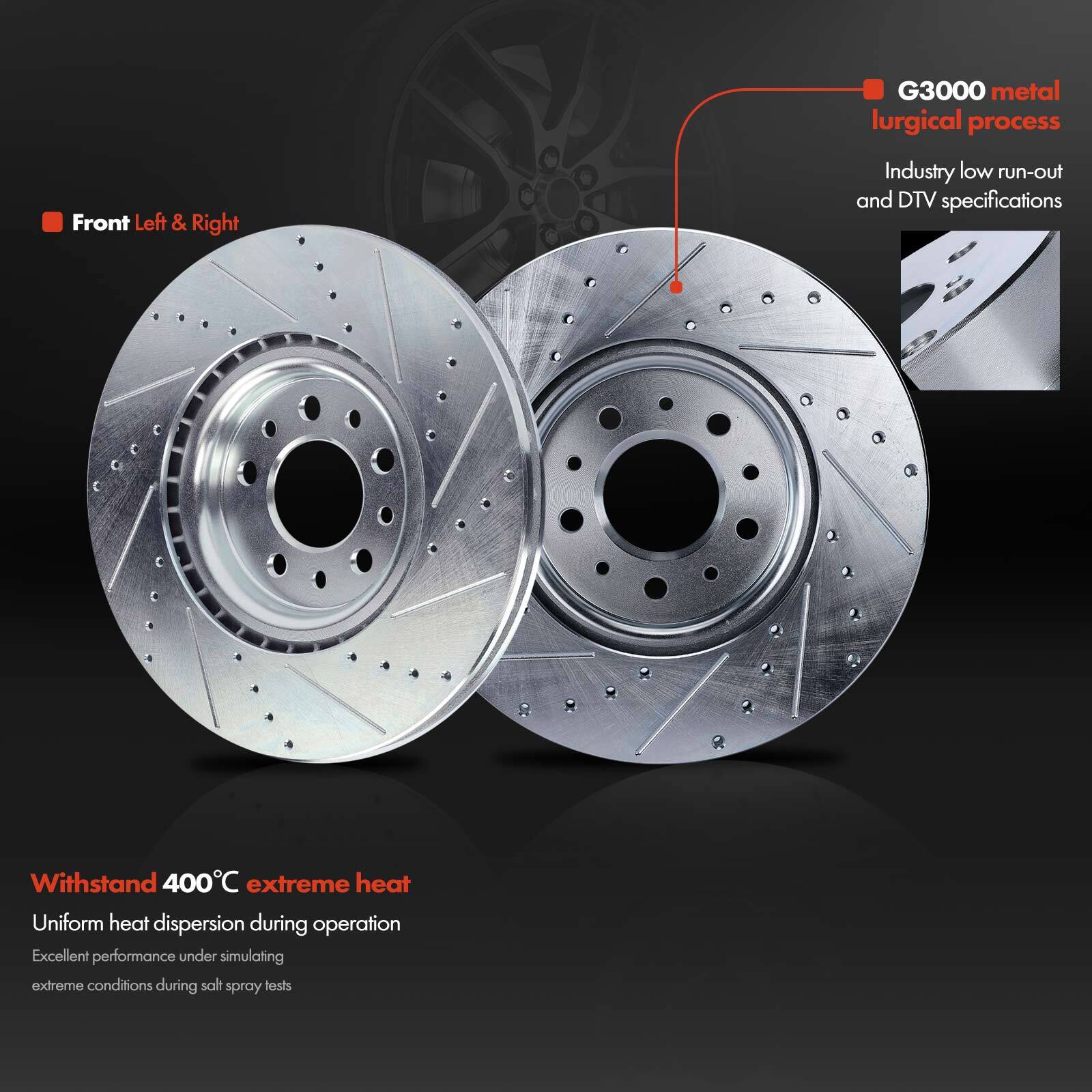2pcs Front Drilled Brake Rotors for GMC Terrain Chevrolet Equinox Buick 321 mm