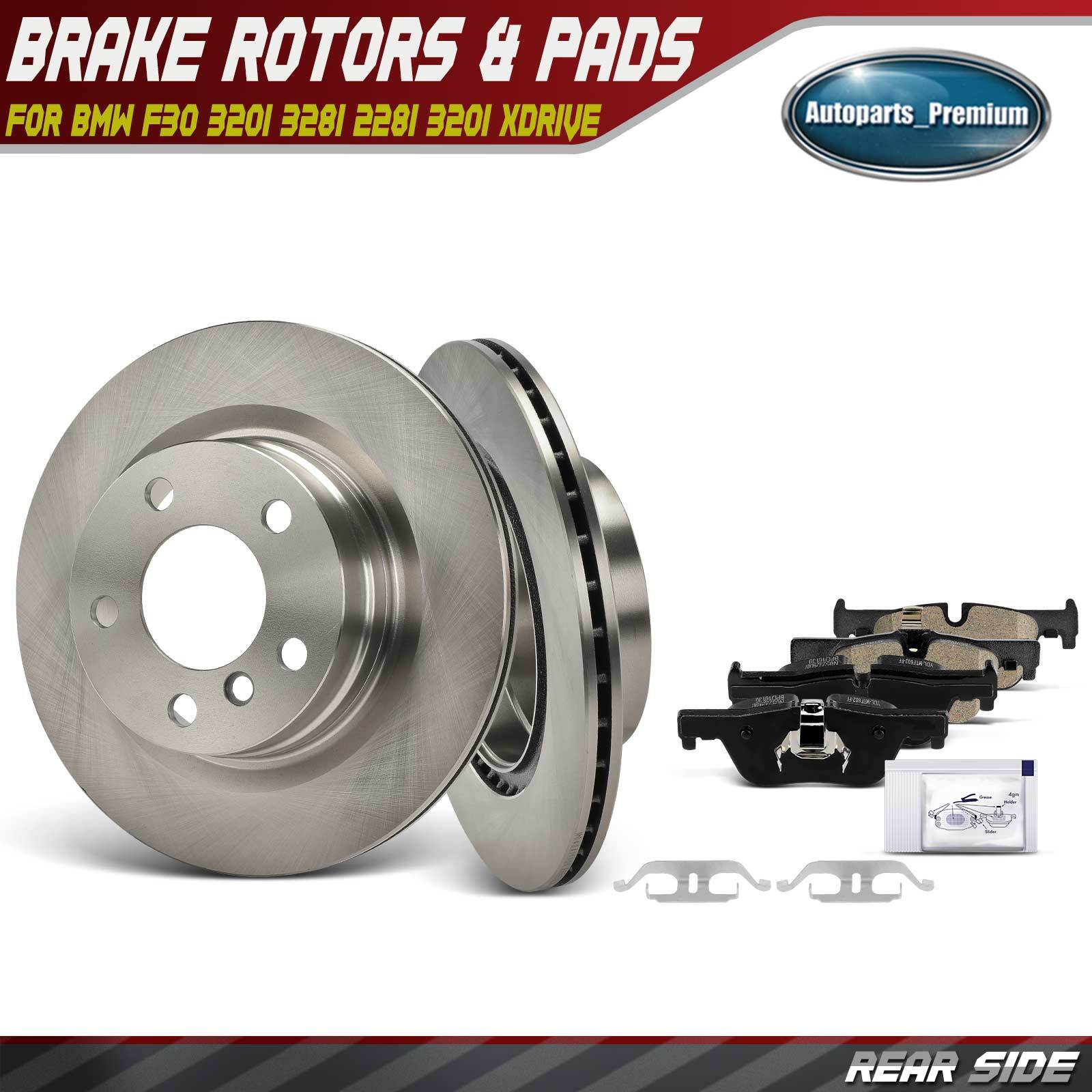 Rear Side Disc Brake Rotors & Brake Pads for BMW F30 320i 328i 228i 320i xDrive