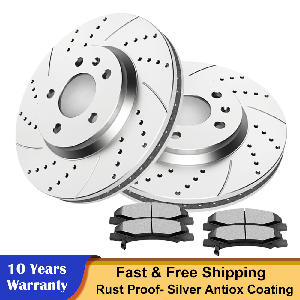 Front Drilled Brake Rotors Discs Ceramic Pads Fit Buick Lucerne V6 Brakes Kits