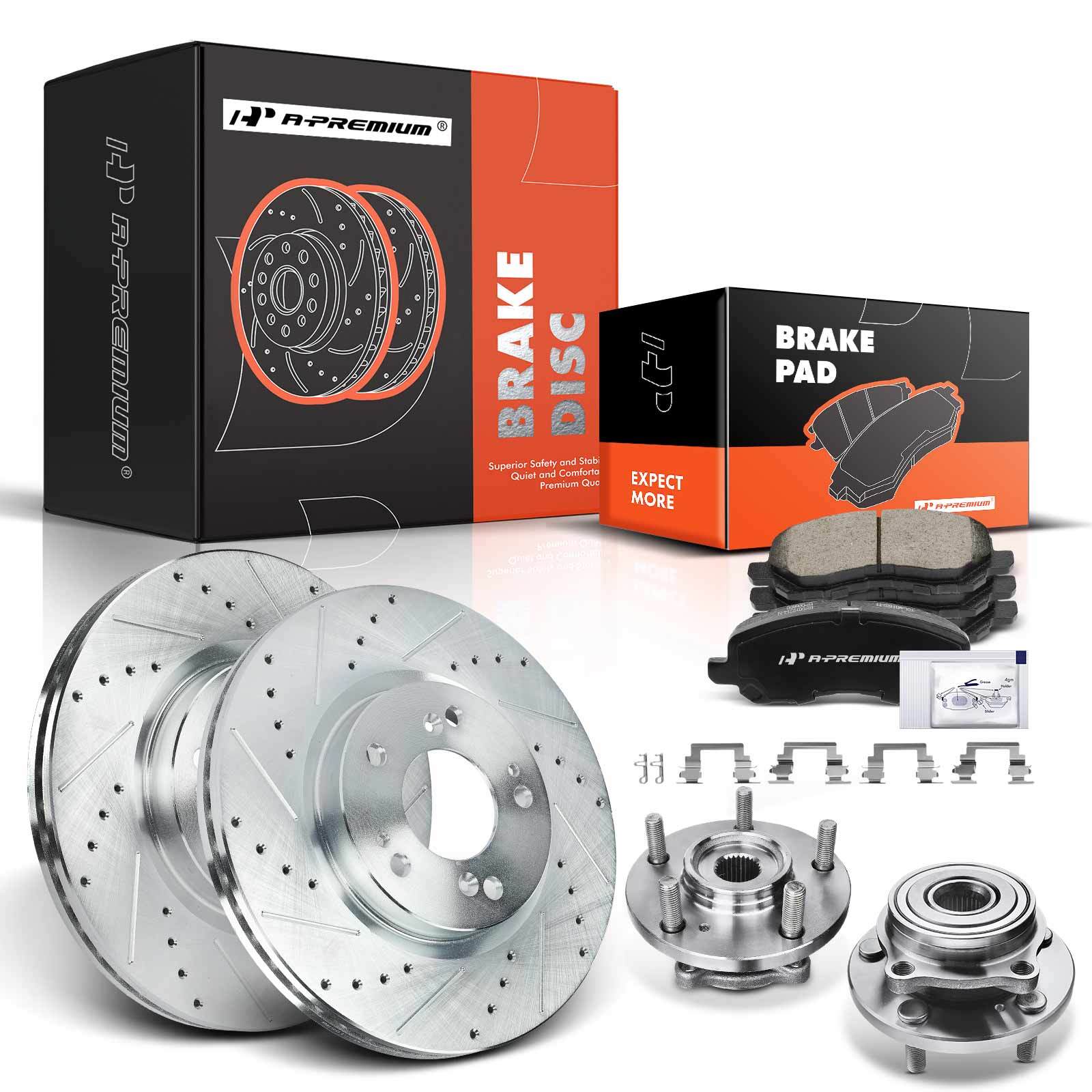 A-Premium Front Drilled Rotor&Brake Pad&Wheel Hub Bearing for Mitsubishi Eclipse