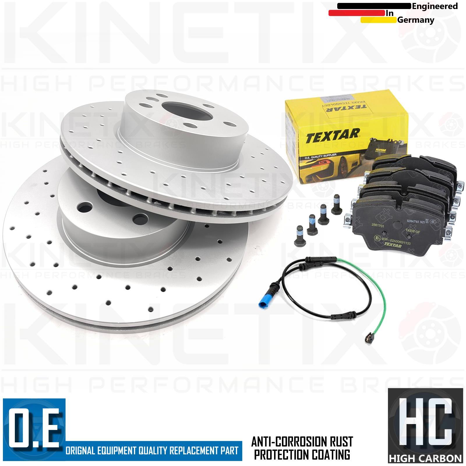 FOR BMW 220i G42 M SPORT CROSS DRILLED FRONT BRAKE DISCS TEXTAR PADS WIRE 307mm