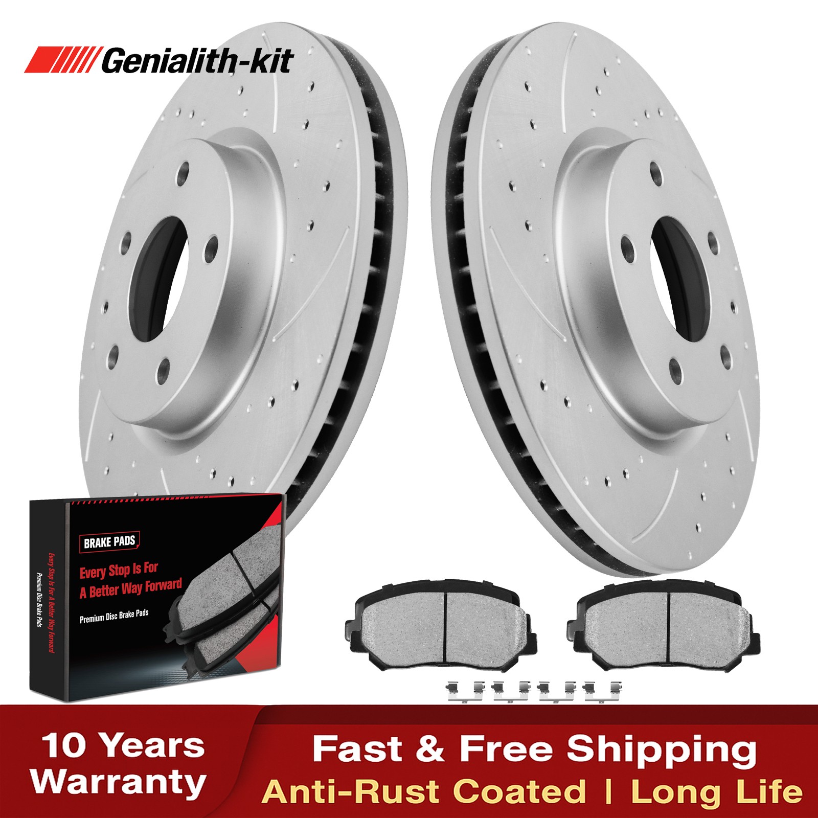 11.69 ” 297mm Front Drilled Rotors Brake Pads for 2013 2014 2015 2016 Mazda CX-5