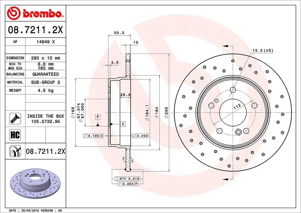 Rear Rotor Fits 1998-2005 Mercedes-Benz CLK320 08.7211.2X