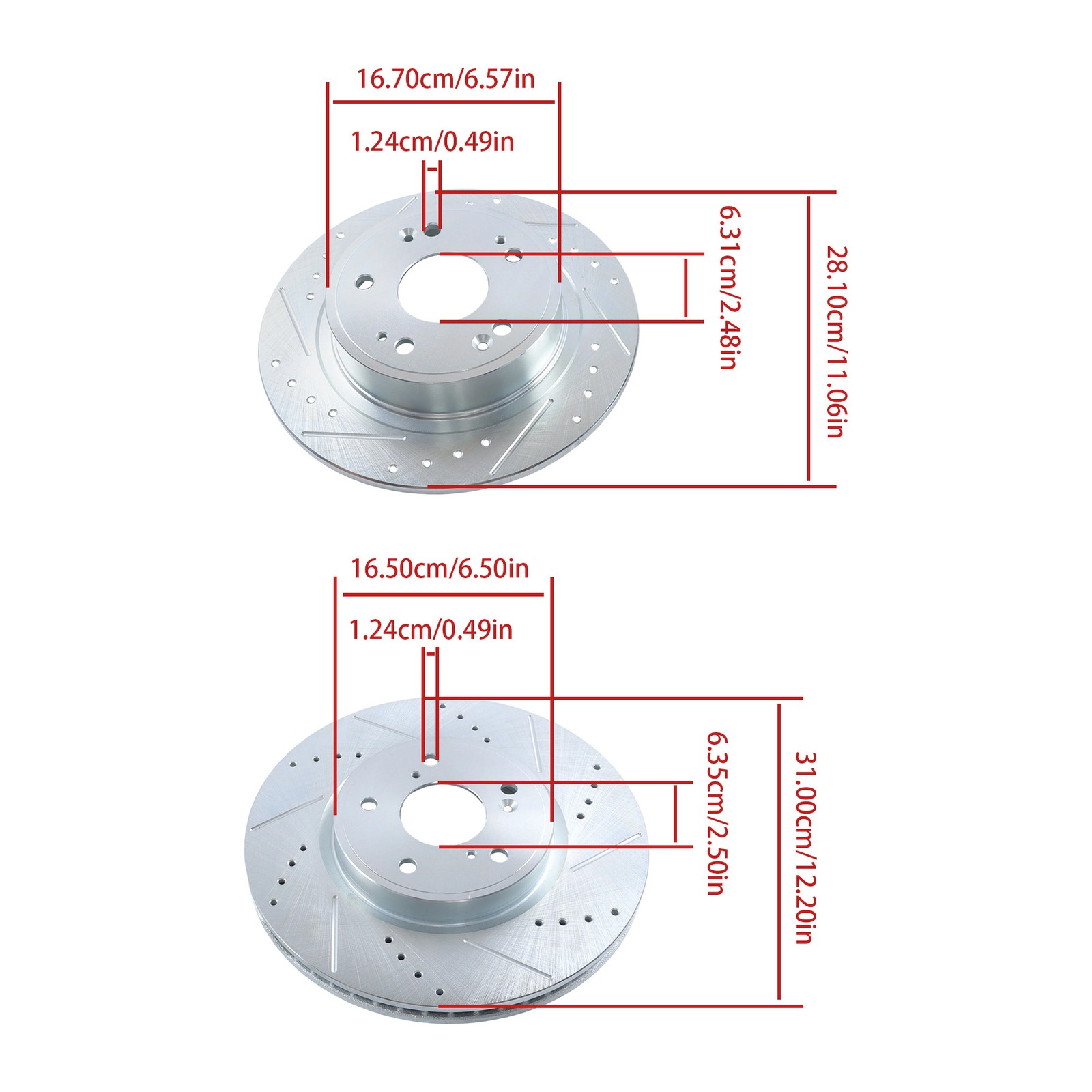 LABLT 12Pcs Front & Rear Side Drilled Brake Rotors & Brake Pad For Honda Accord