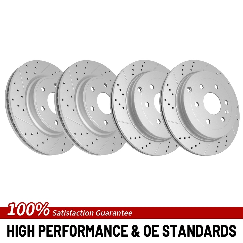 Front & Rear Drilled Brake Rotor For Buick Enclave Chevrolet Traverse GMC Acadia