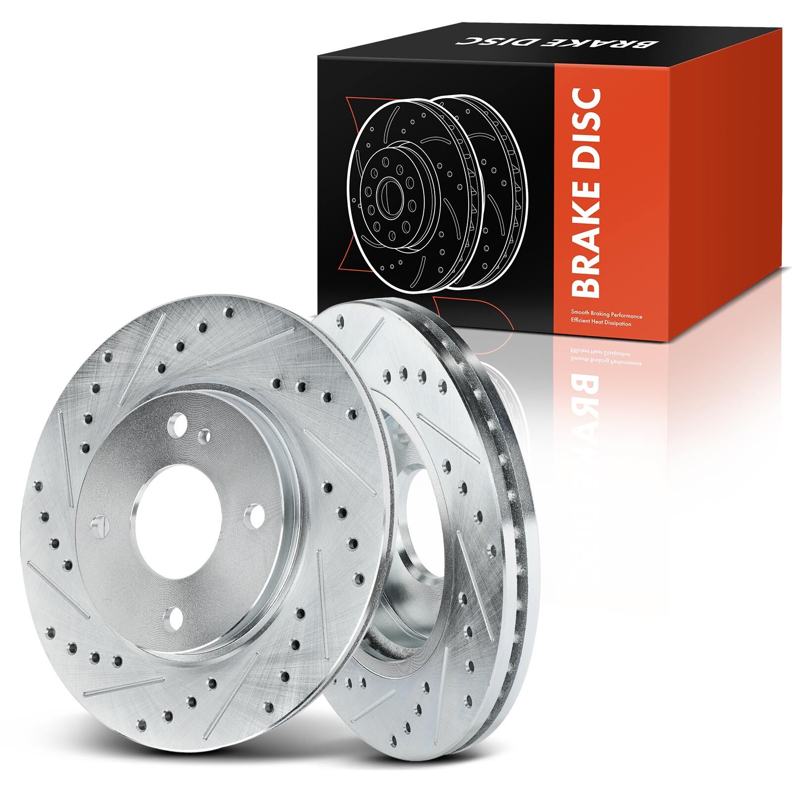 258mm Front Drilled & Slotted Brake Rotors for Ford Fiesta 2011-2019 L4 1.6L