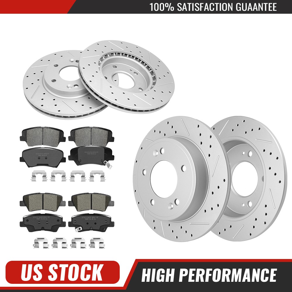 12.44″ Front & 12.13″ Rear Disc Rotors Brake Pads Kit for 2003-2014 Volvo XC90