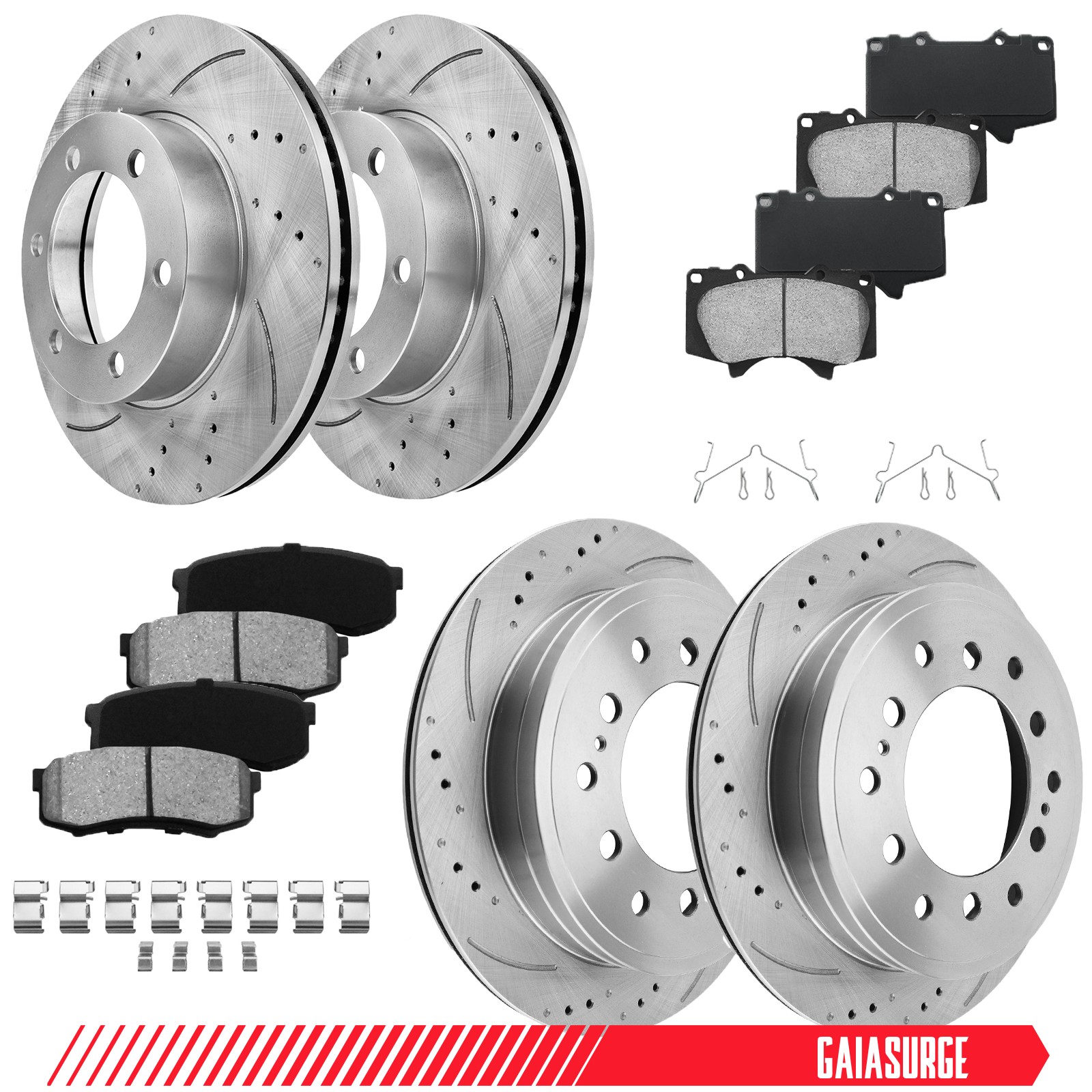 Front Rear Brake Rotors Ceramic Pads for 2001-2004 2005 2006 2007 Toyota Sequoia
