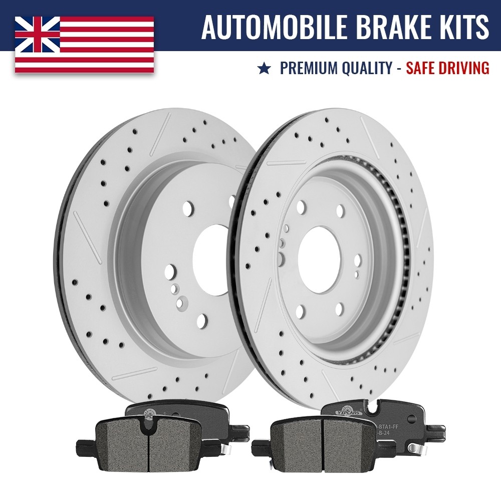 Rear Drilled Disc Brake Rotors Pads for GMC Chevy Silverado 1500 Suburban Tahoe