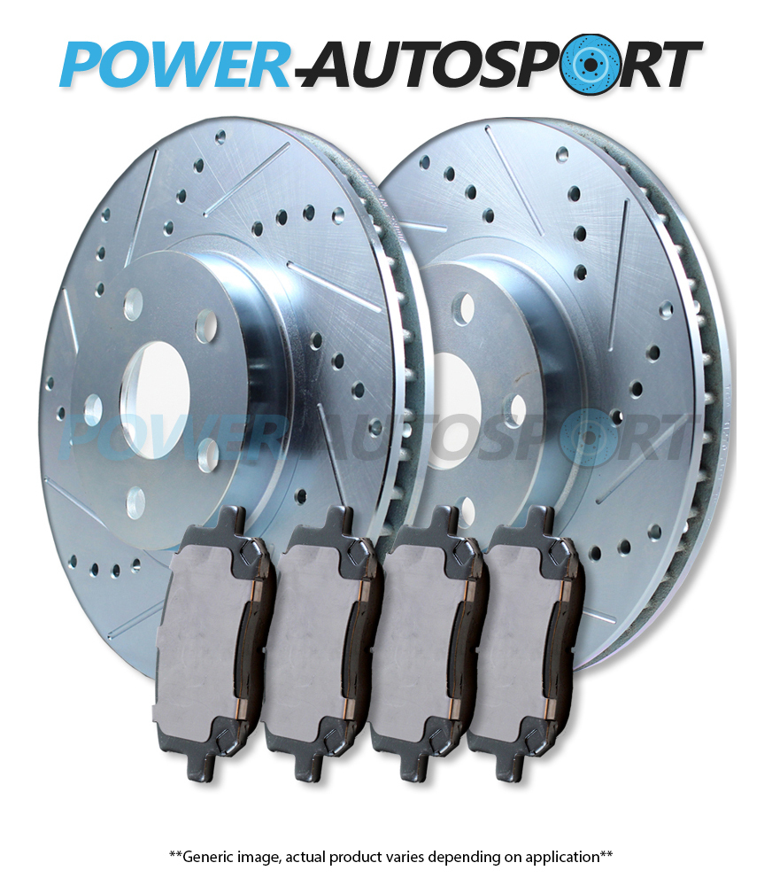 FRONT POWER CROSS DRILLED SLOTTED PLATED BRAKE ROTORS + CERAMIC PADS 75865PK