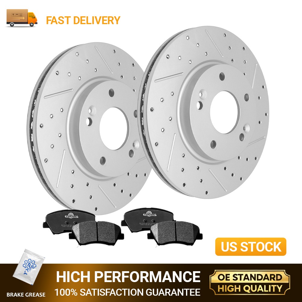 280mm Front Drilled Rotors Brake Pads Kit for Hyundai Elantra Veloster Kia Forte