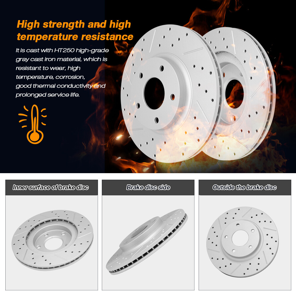Front Rear Drilled Brake Rotors for Hyundai Elantra GT Veloster Kia Forte Soul