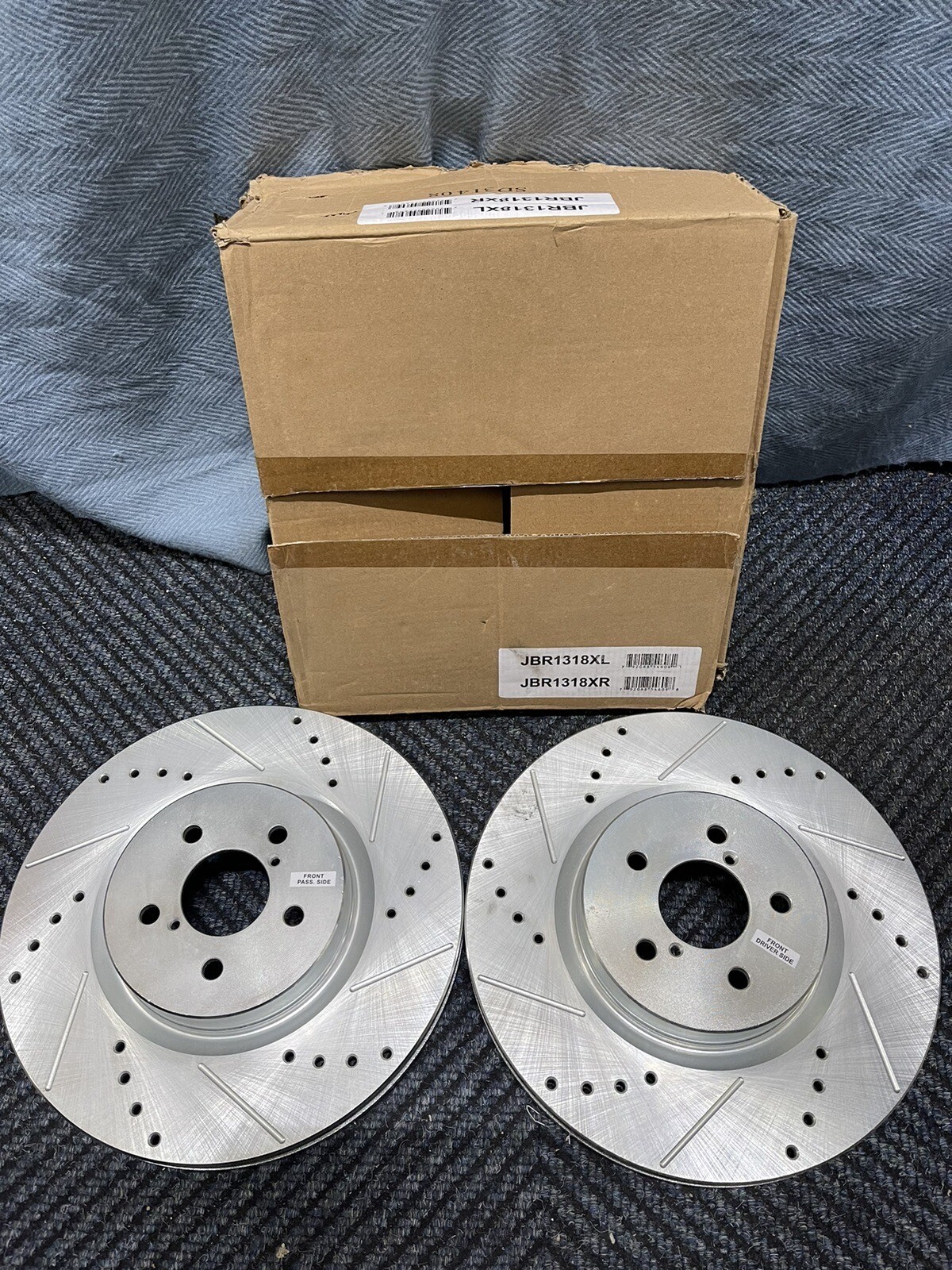 Power Stop JBR1318XL & JBR1318XR Front R and L Side Drilled, Slotted Disc Rotor