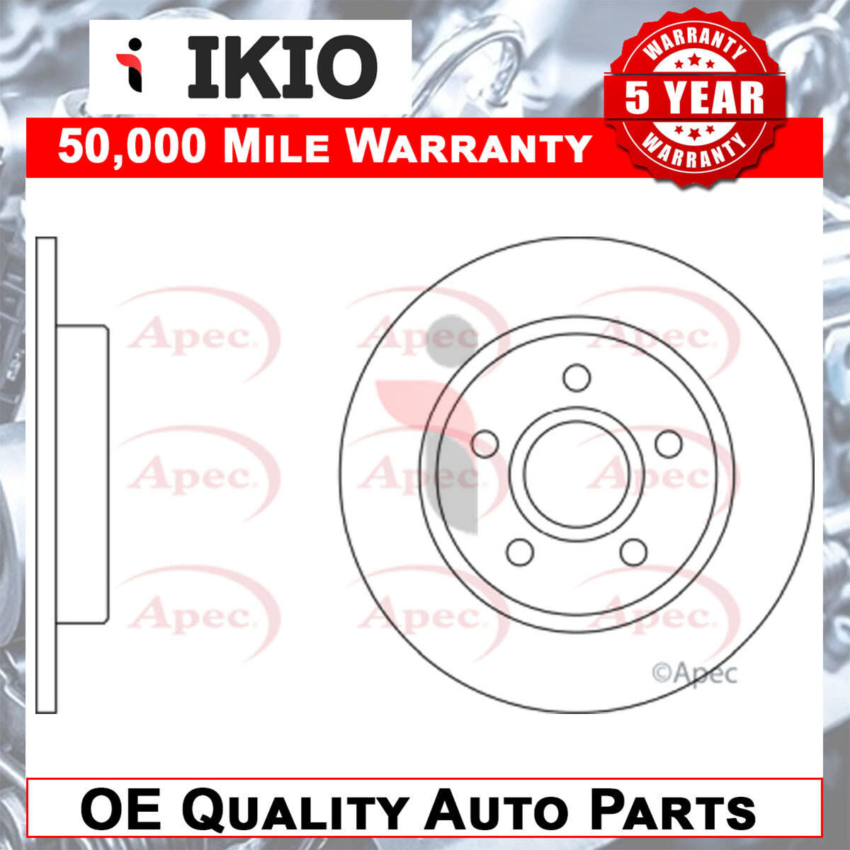 Fits Ford Focus 2010- Brake Disc Rear Ikio 1704765
