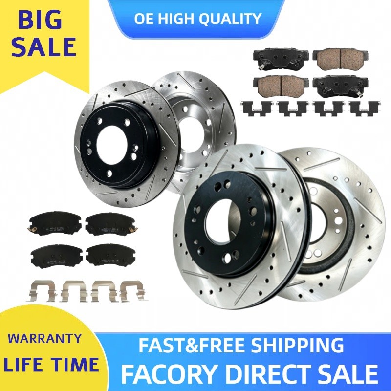 10.83″ Front 10.31″Rear Brake Disc Rotors Ceramic Pads for 2008 Hyundai Elantra