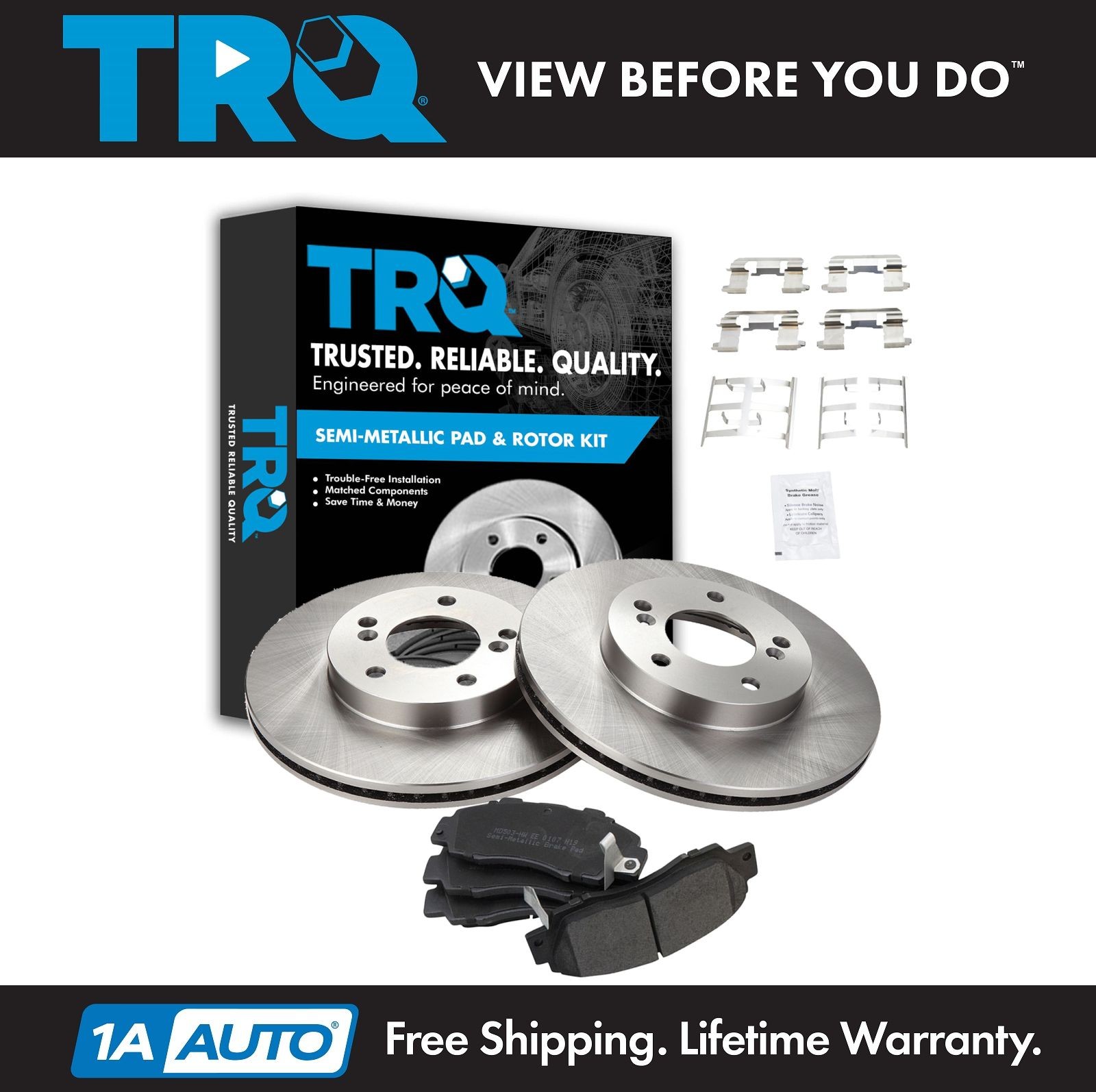 TRQ Front Premium Posi Metallic Brake Pad & Rotor Kit for Integra Prelude