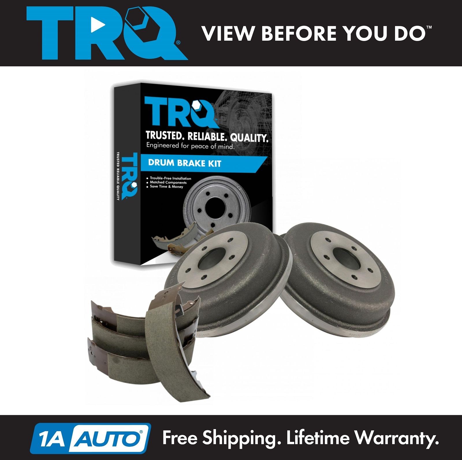 TRQ Rear Brake Drum & Shoe Kit Set for Ford Transit Connect