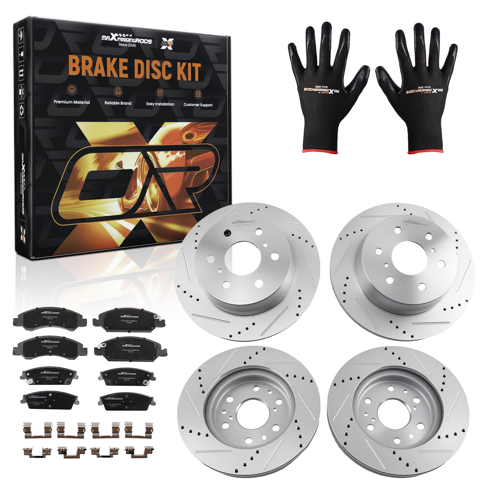 Front Rear Brake Disc Rotors+Brake Pads for Chevy Suburban/Tahoe 2015-2020