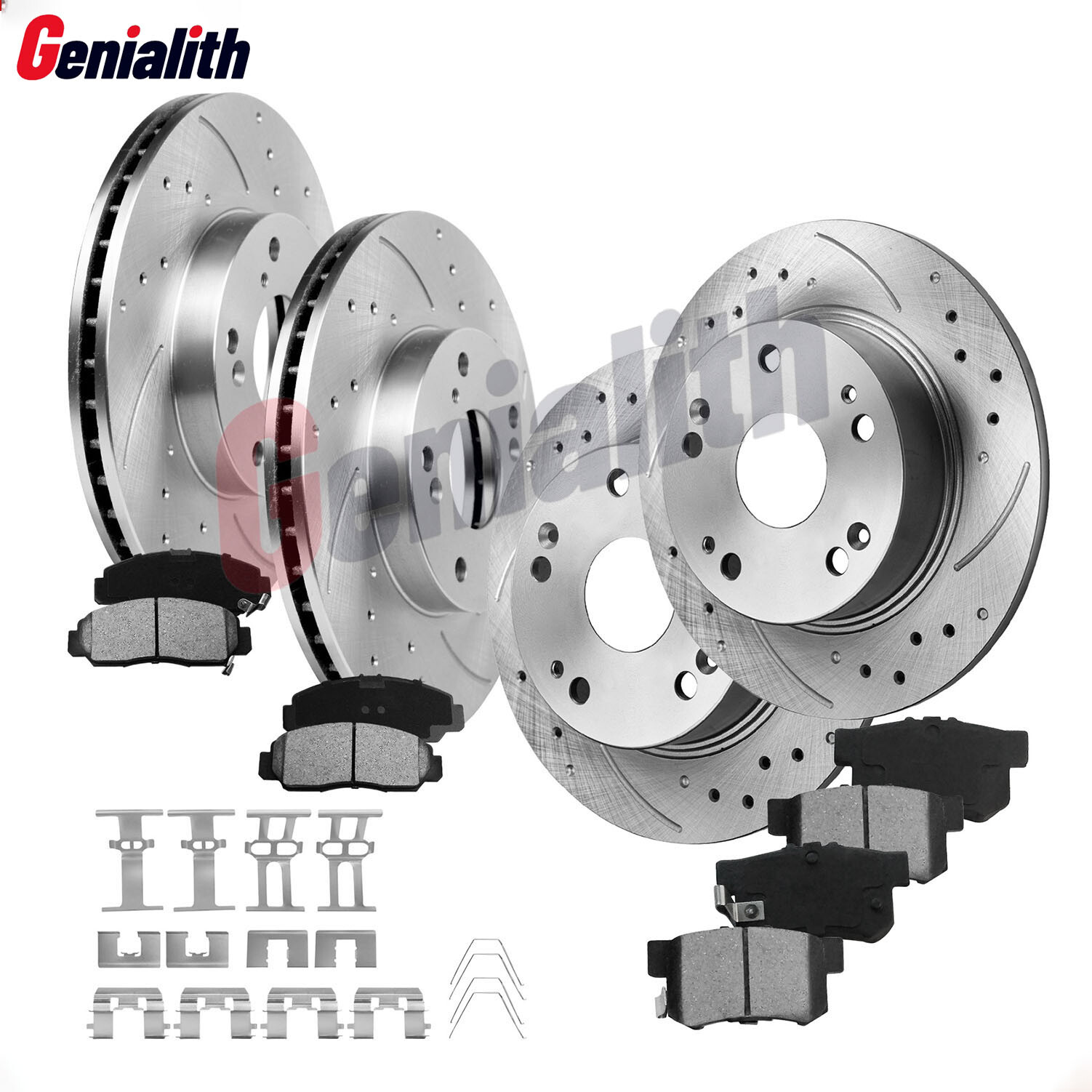 Front Rear Drilled Rotors Ceramic Brake Pads for 2003 – 2007 Honda Accord 3.0L