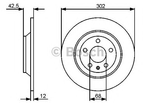 Bosch Brake Disc Rear Diameter 302mm 68mm Solid 12mm 0986479458
