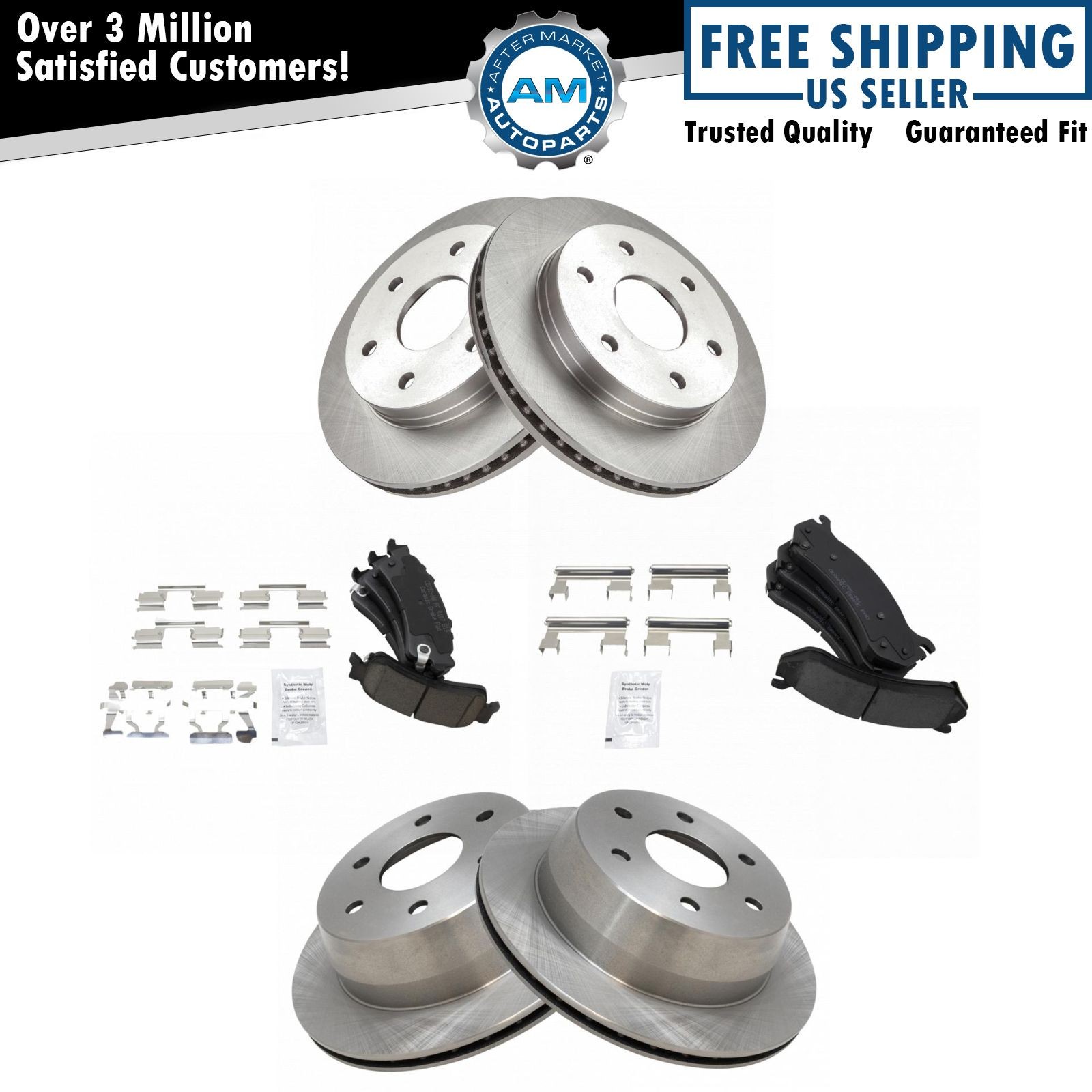 Premium Posi Ceramic Disc Brake Pad & Rotor Kit Front Rear for GM