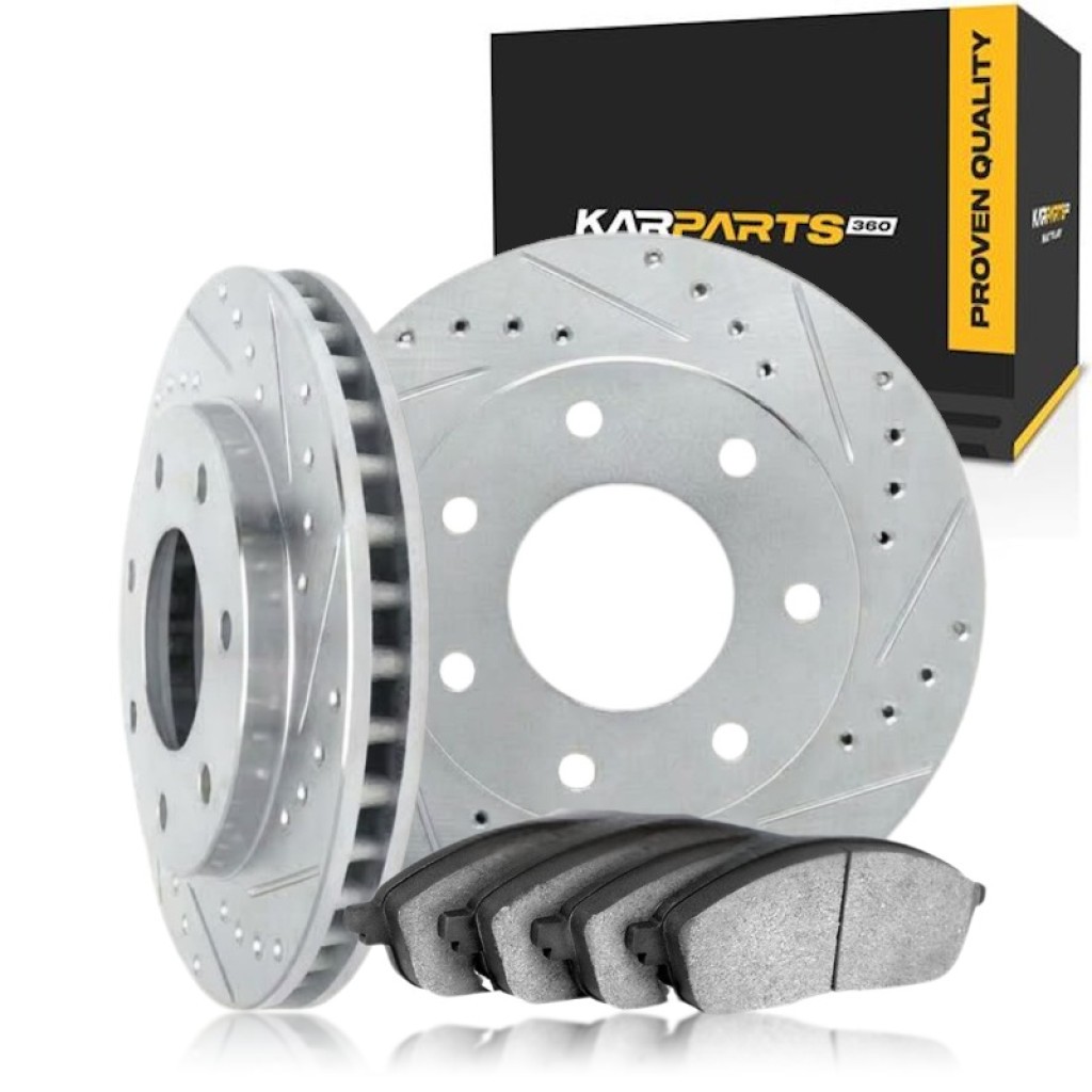 For Ford F-250 1997-1999 Rotor Set Front | Silver | Vented | Drilled and Slotted