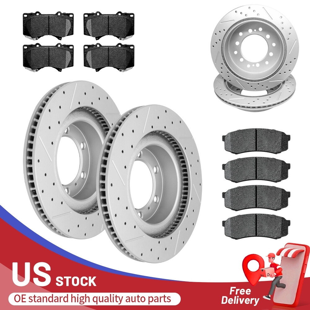 Front Rear Brake Rotors+Brake Pads For 2010-2015 2016 2017 2018 4Runner GX460