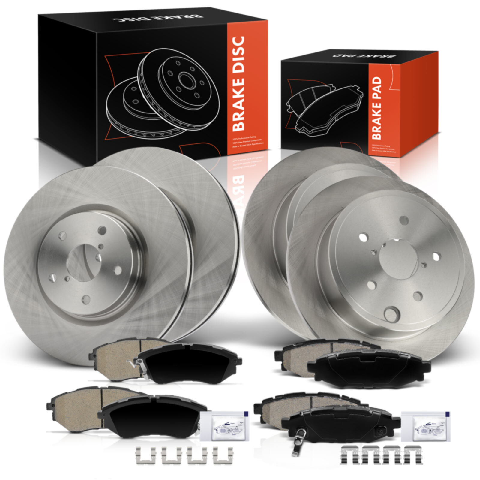Front & Rear Disc Brake Rotors & Ceramic Pads for Subaru WRX 2015-2016 Base STI