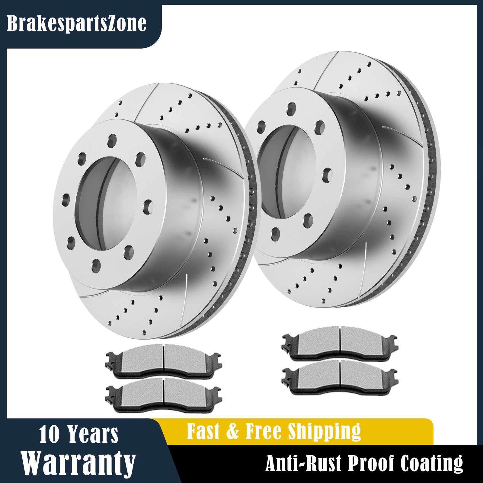 353mm Front Brake Rotors Pads Kit fit for Dodge RAM 1500 2500 3500 03-08 Drilled