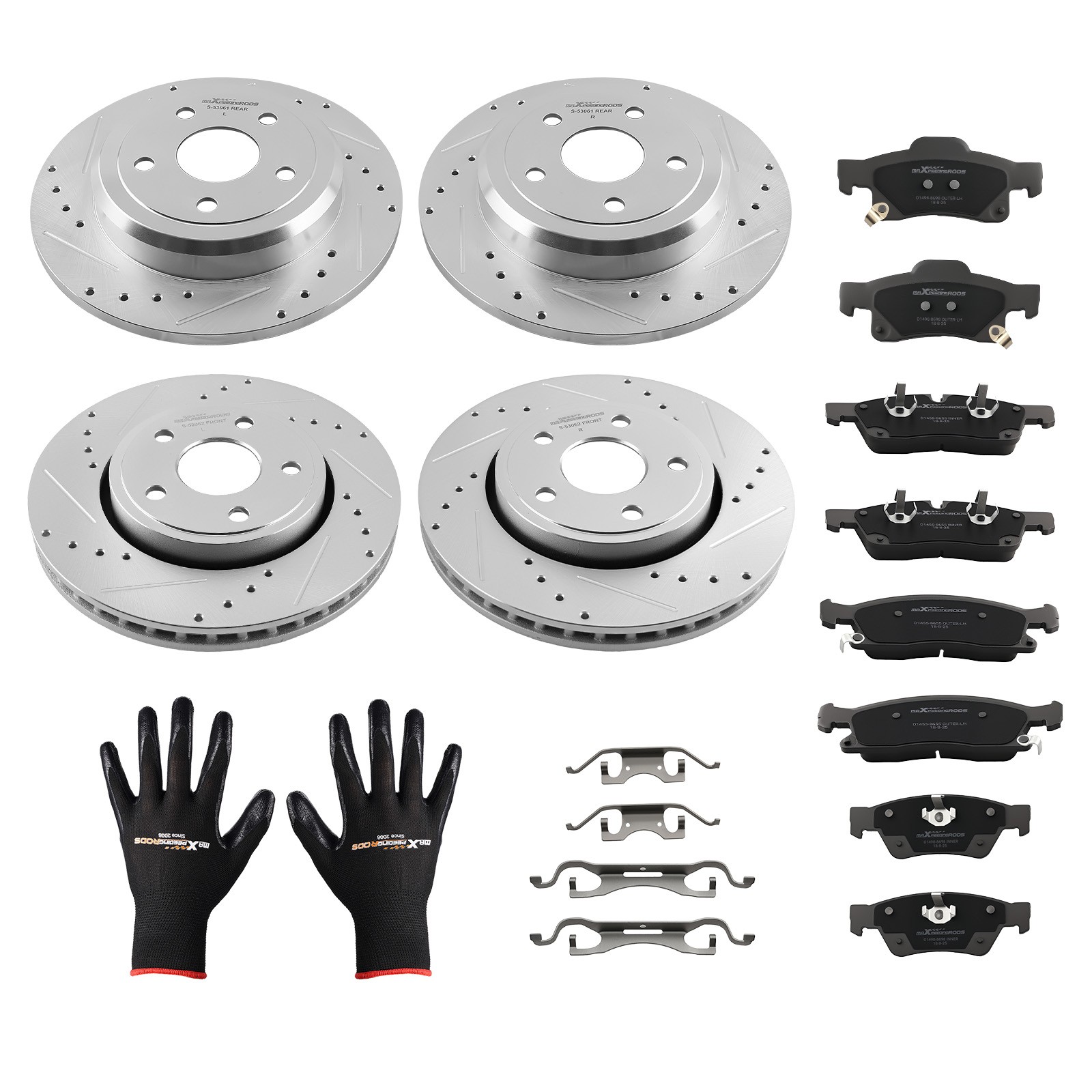Front Rear Brake Rotors&Ceramic Brake Pads Kit for Dodge Durango 2011-20 S-53062