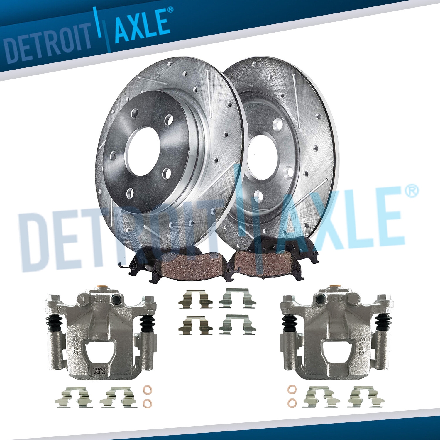 291mm Rear Drilled Rotors & Brake Calipers + Brake Pads for Nissan Altima Maxima