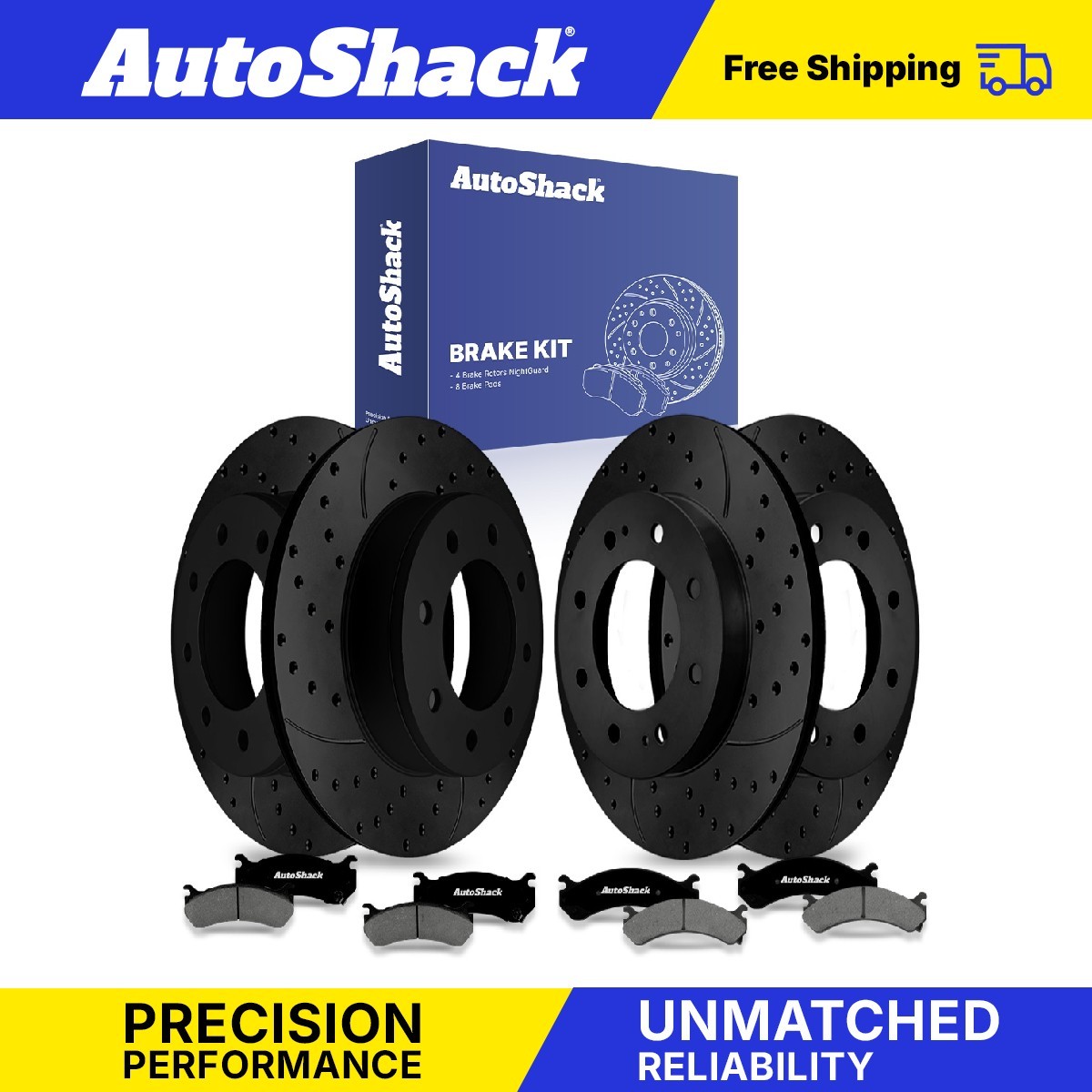 Front Rear Drilled Slotted Brake Rotors Pad for Chevy, Silverado 2500 HD 01-06