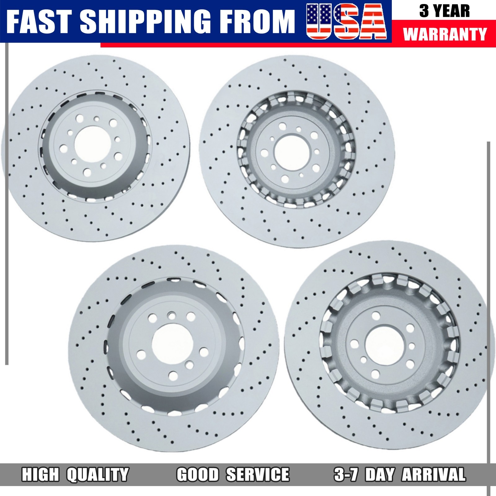 4PCS Front & Rear Vented & Drilled Disc Brake Rotors For BMW F06 F10 F12 M5 M6