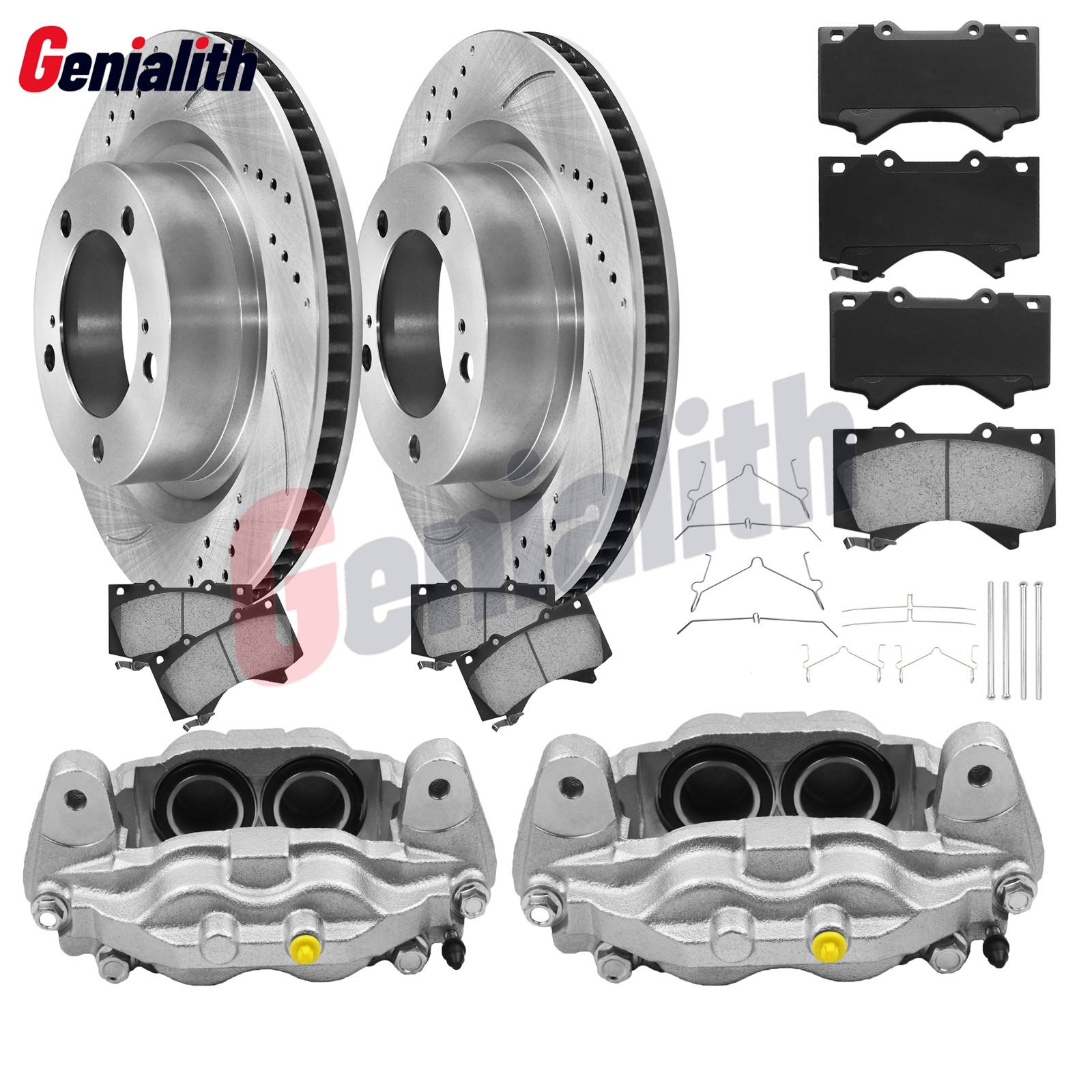 Front Disc Rotor Ceramic Pads + Calipers For 2008-2015 Sequoia 2007-2015 Tundra