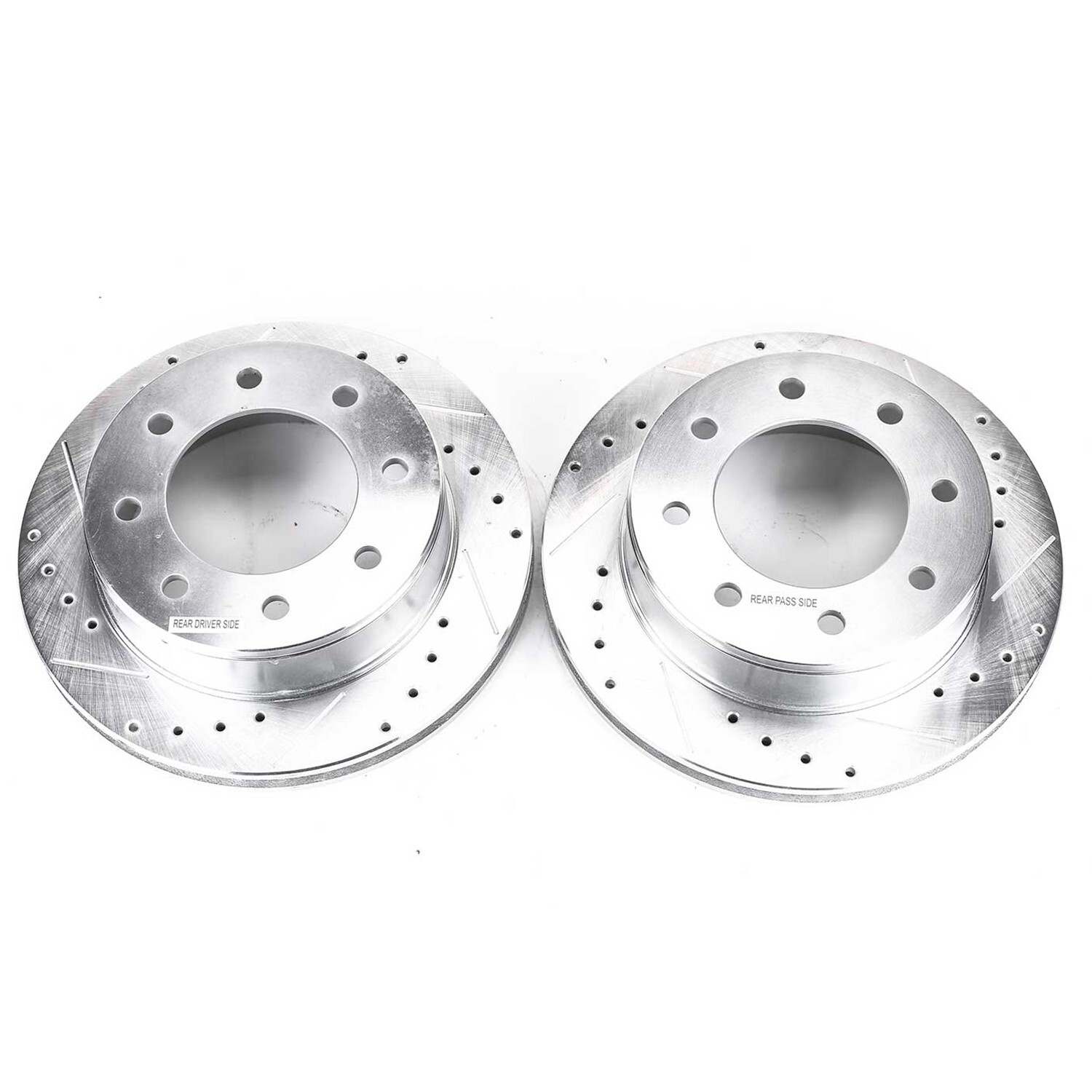 Power Stop – Rear Drilled, Slotted and Zinc Plated Brake Rotor Pair for Express