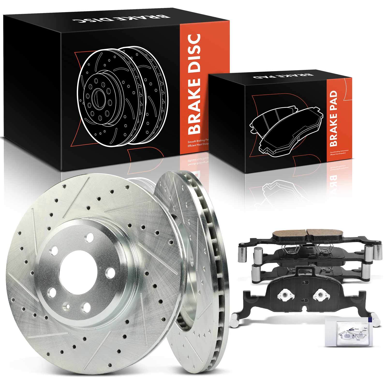 Drilled Brake Rotors & Ceramic Brake Pad for Audi A4 Quattro A5 Sportback Front