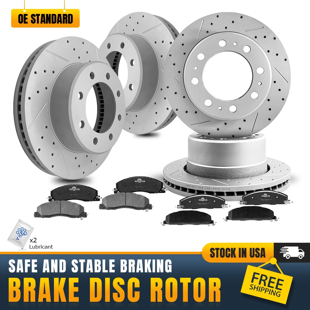 Front And Rear Disc Brake Rotors Ceramic Pads for Dodge Ram 2500 3500 8 Lugs