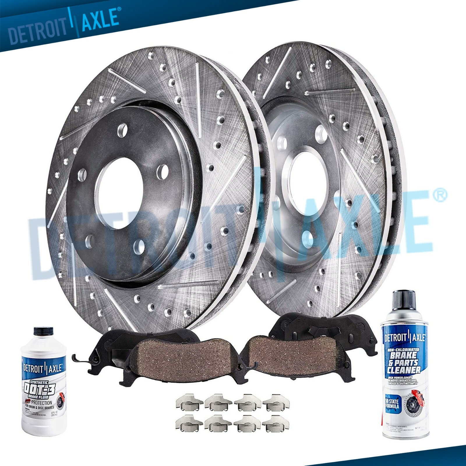 Front Drilled and Slotted Brake Rotors + Brake Pads Kit for Nissan Maxima I30