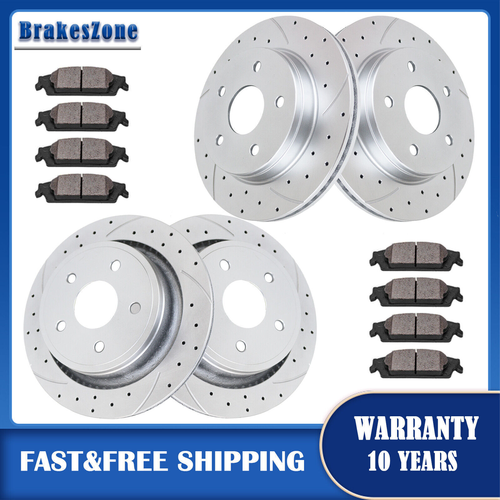 336mm Front and 352mm Rear Brake Rotors Pads Kit for Ram 1500 2006-2018 Brakes