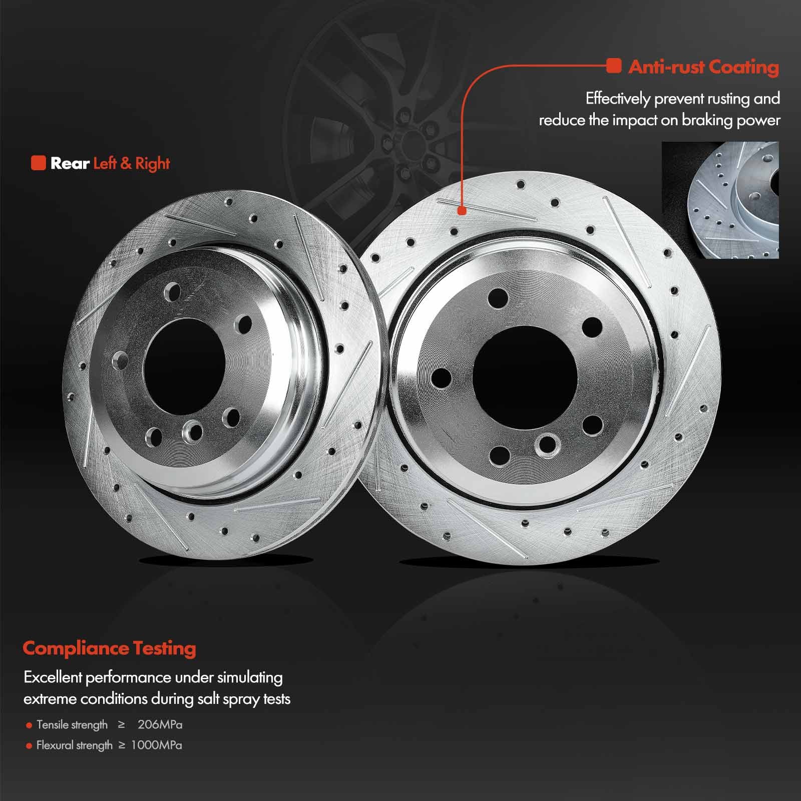 12pcs Drilled Rotors & Brake Pads for BMW 325xi E46 2001-2005 Front & Rear Side